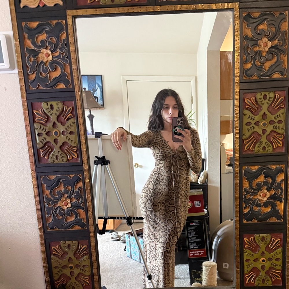 Mk Chic Brown Long Sleeve Dress (Michael Kors)